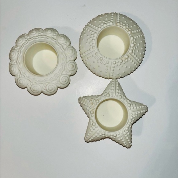Partylite Sea Drifters Bisque Porcelain Tea Light Set - Picture 1 of 1